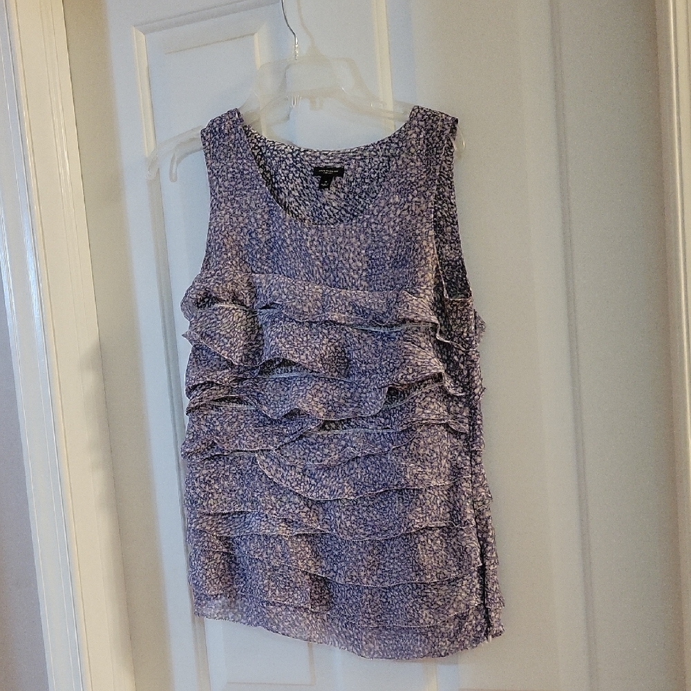 Ann Taylor Lilac Ruffled Silk Sleeveless Tank Top Small